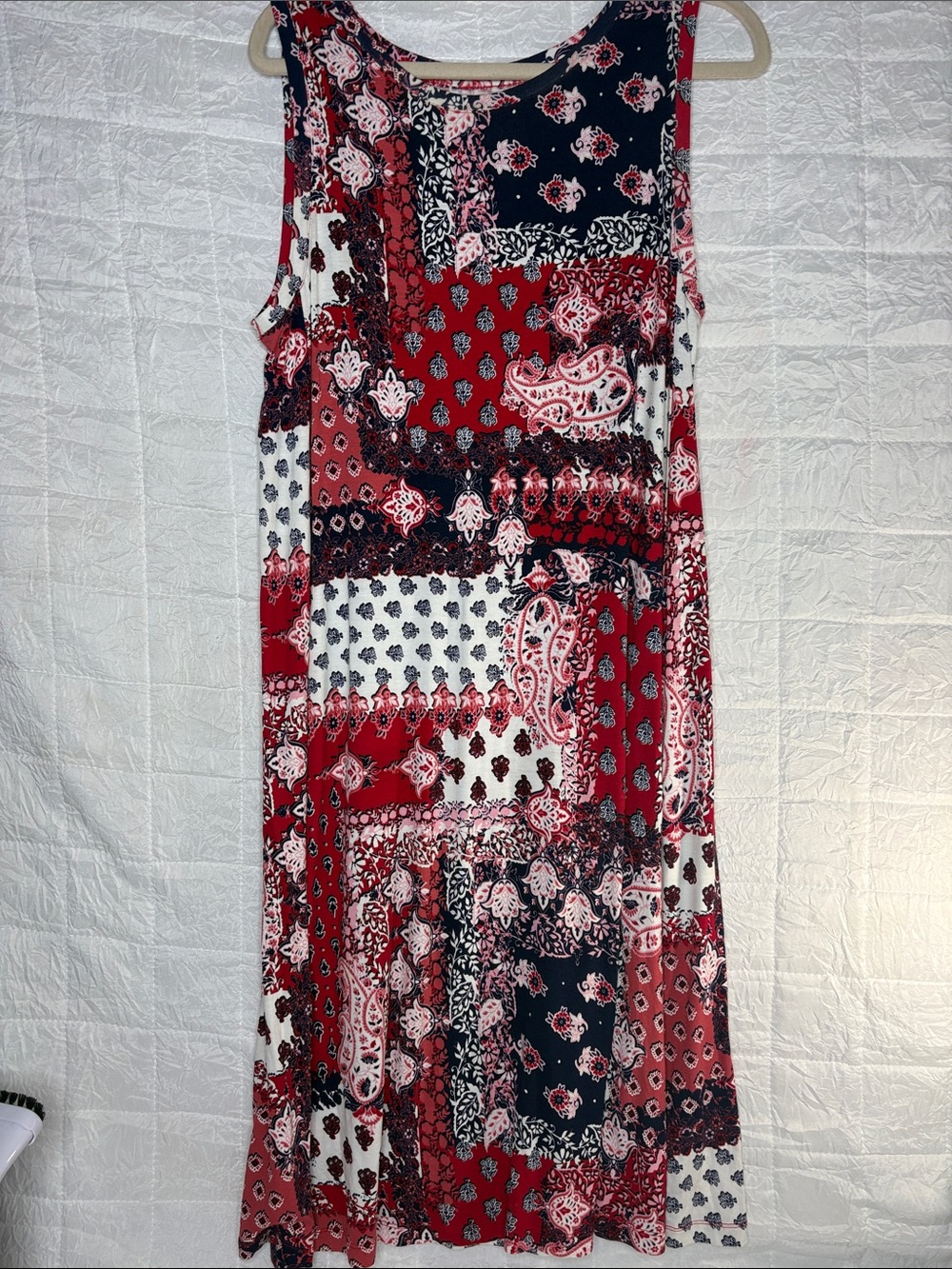 Boho Patchwork Paisley Midi Dress | Sleeveless Festival Cottagecore Chic